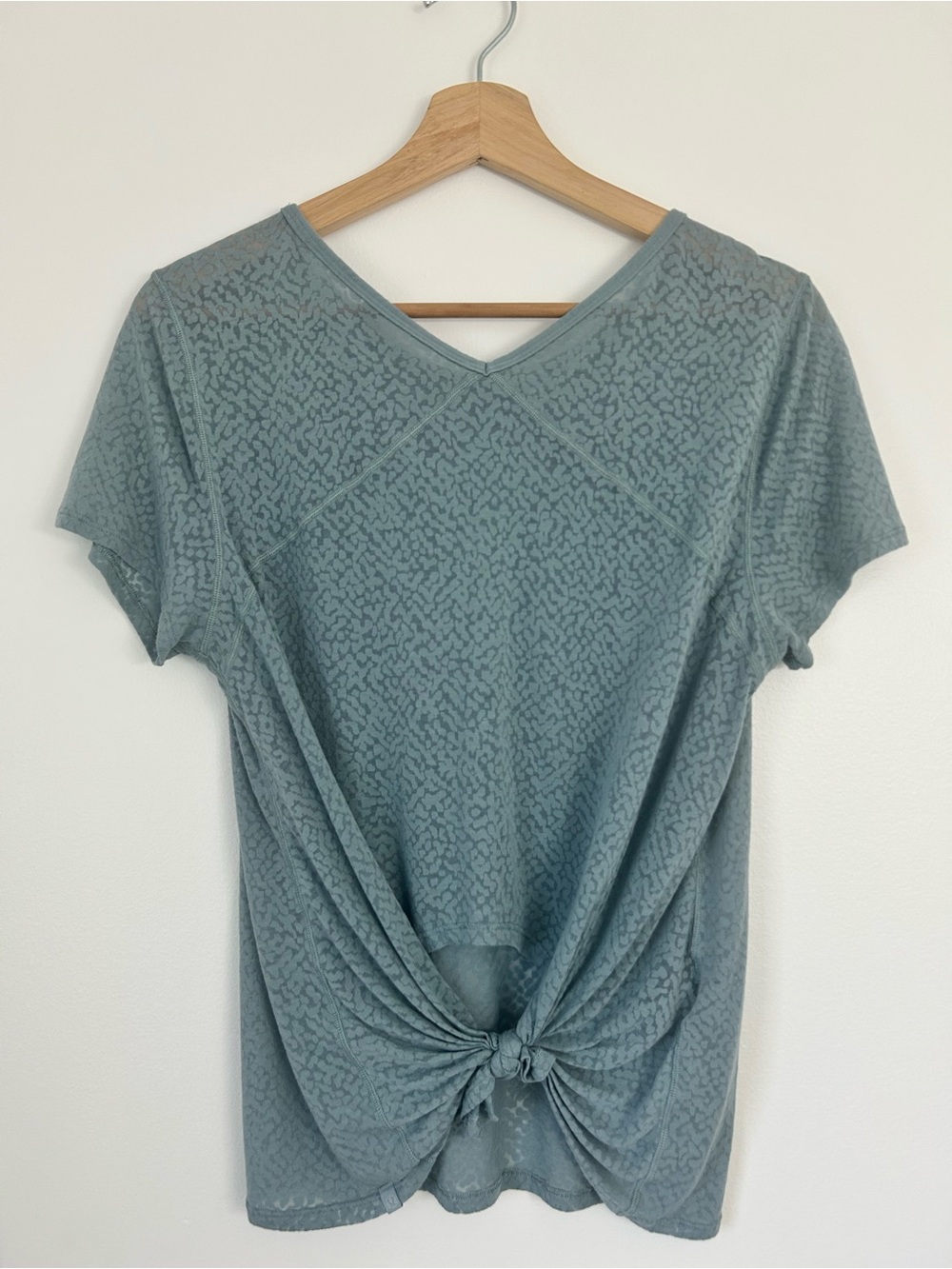 Lululemon Sheer Knot-Front Short Sleeve Muted Teal Top